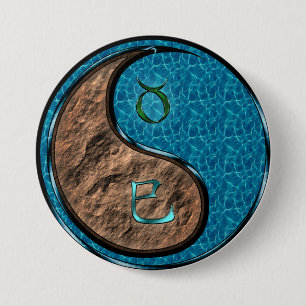 Taurus & Water Snake 3 Inch Round Button