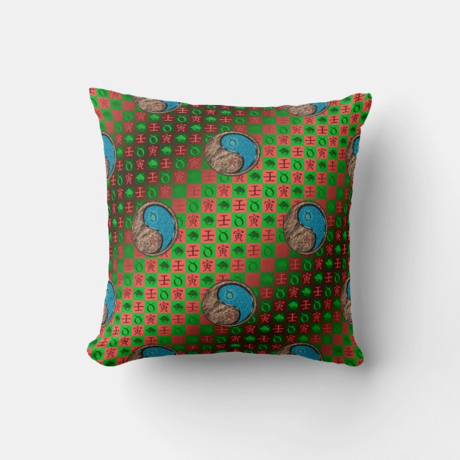 Taurus & Water Tiger Throw Pillow (Front)