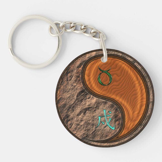 Taurus & Wood Dog Keychain (Front)