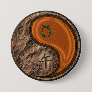 Taurus & Wood Horse 3 Inch Round Button