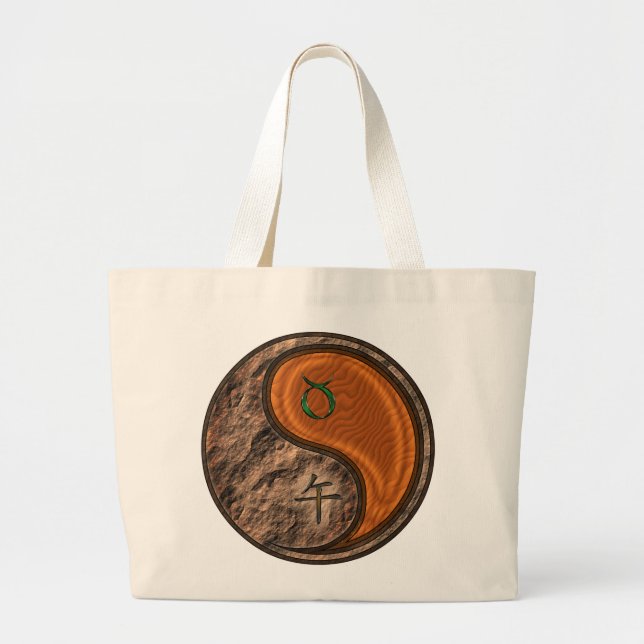 Taurus & Wood Horse Large Tote Bag (Front)