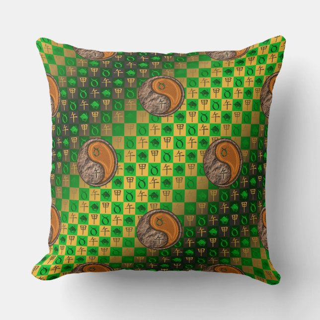 Taurus & Wood Horse Throw Pillow (Front)