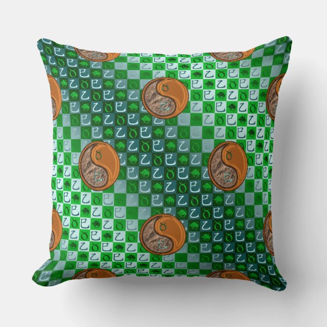 Taurus & Wood Snake Throw Pillow (Front)