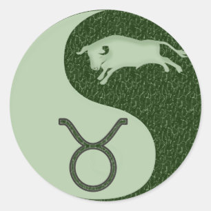 Taurus Yin Yang Classic Round Sticker