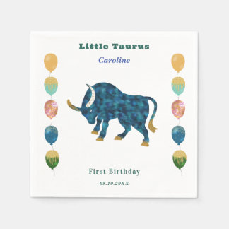 Taurus Zodiac 1st Birthday Balloons & Artistic Napkin