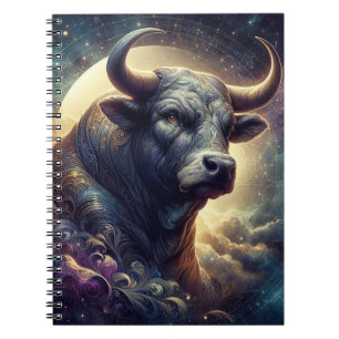 Taurus Zodiac Art - Majestic Bull Notebook