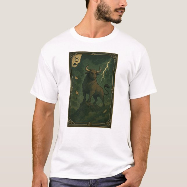 Taurus Zodiac Art – The Storm Bull T-Shirt (Front)