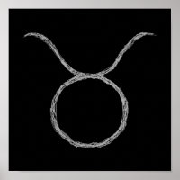 Taurus. Zodiac Astrology Sign. Black.