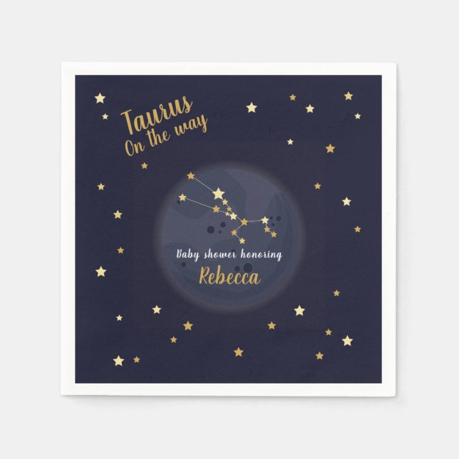 Taurus zodiac baby shower napkin (Front)