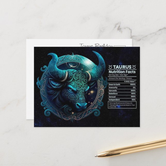 Taurus Zodiac Birthday – Astrology Gift for Taurus Postcard (Front/Back In Situ)