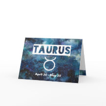 Taurus Zodiac Blue Watercolor Galaxy Birthday