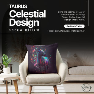 Taurus Zodiac Celestial Design Throw Pillow