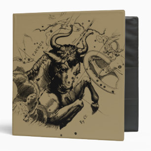 Taurus Zodiac Constellation Hevelius 1690 on Taupe Binder