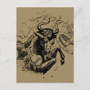 Taurus Zodiac Constellation Map Hevelius 1690 Postcard