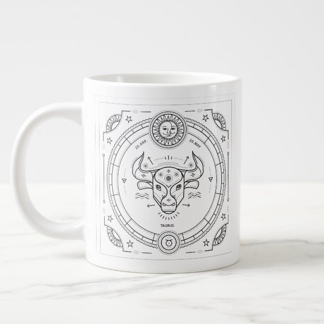 Taurus Zodiac Custom Birthday Large Coffee Mug (Left)