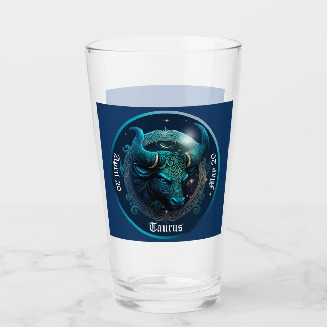 Taurus Zodiac Customizable Beer Glass (Front)