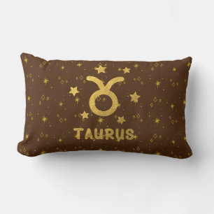 Taurus Zodiac Earthy Brown Lumbar Pillow