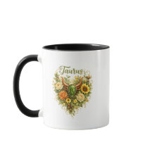 Taurus Zodiac Floral Heart Mug – Earthy Astrology 