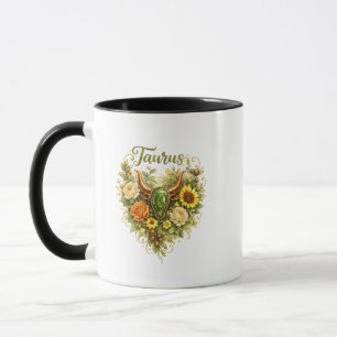 Taurus Zodiac Floral Heart Mug – Earthy Astrology 