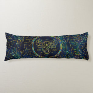Taurus Zodiac Gold Abalone on Constellation Body Pillow