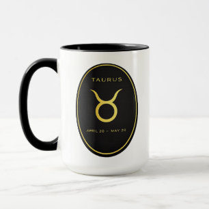 Taurus Zodiac Gold Oval Emblem Mug Luxury Astrol