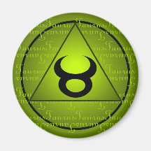 Taurus Zodiac Green Triangle Curly Script