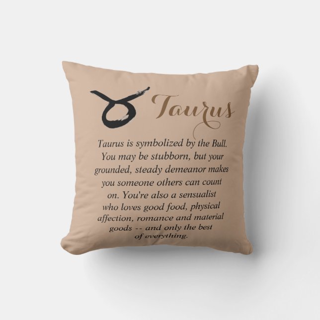 Taurus Zodiac Horoscope Throw Pillow (Front)