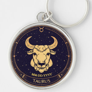 Taurus Zodiac Keychain with Birth Date
