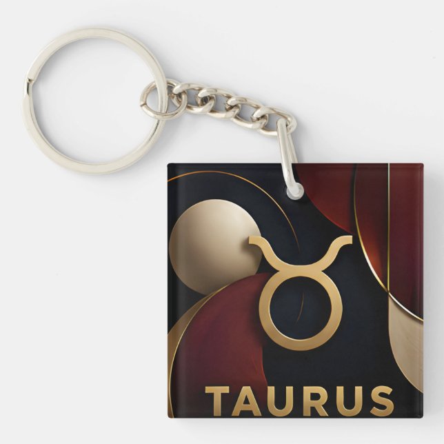 Taurus Zodiac Luxury Celestial Astrology Gift Keychain (Front)
