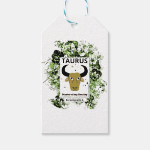 Taurus Zodiac Master of Destiny Floral Art Gift Tags