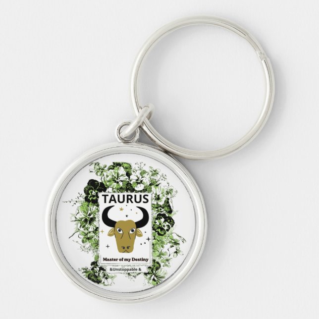 Taurus Zodiac Master of Destiny Floral Art Keychain (Front)