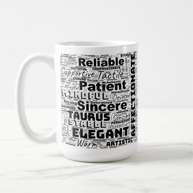 Taurus Zodiac Mot Cloud Inspiration Café Mug (Gauche)