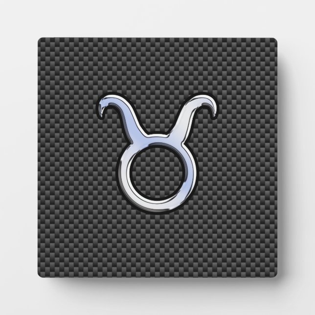 Taurus Zodiac on Charcoal Carbon Fibre Print Plaque (Front)