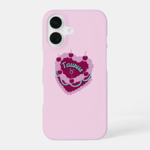 Taurus Zodiac Pastel Heart Birthday Cake iPhone 16 Case