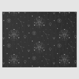 Taurus Zodiac Pattern in Black and White Tissue Paper