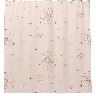 Taurus Zodiac Pattern in Brown and Burgundy