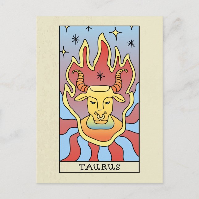 Taurus Zodiac Sign Abstract Art Vintage Postcard (Front)