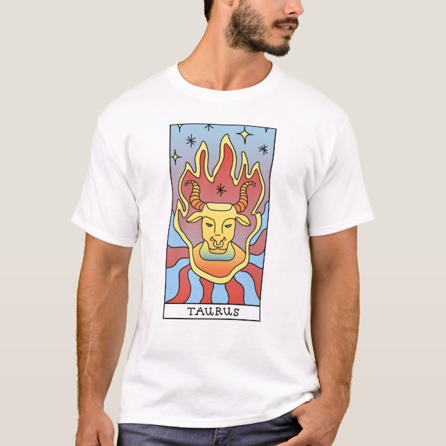 Taurus Zodiac Sign Abstract Art Vintage  T-Shirt (Front)