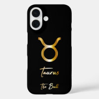 Taurus Zodiac Sign, Black & Gold 