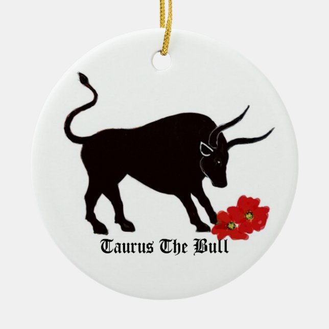 Taurus Zodiac Sign Ceramic Ornament (Front)