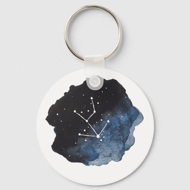 Taurus Zodiac Sign Constellation Star Galaxy Keychain (Front)