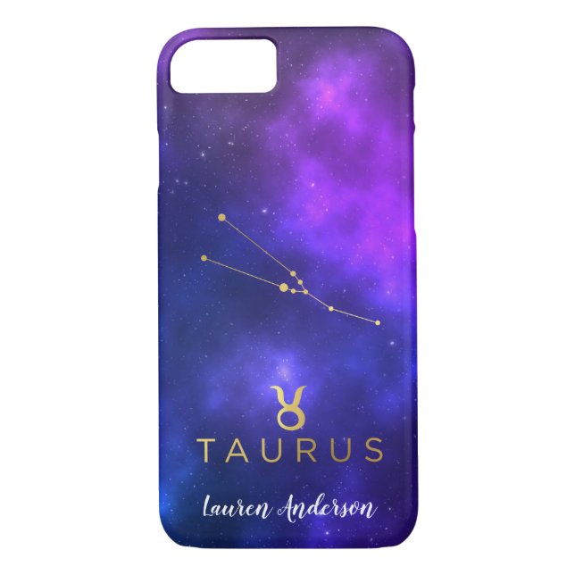 Taurus Zodiac Sign Custom Name IPhone Case (Back)