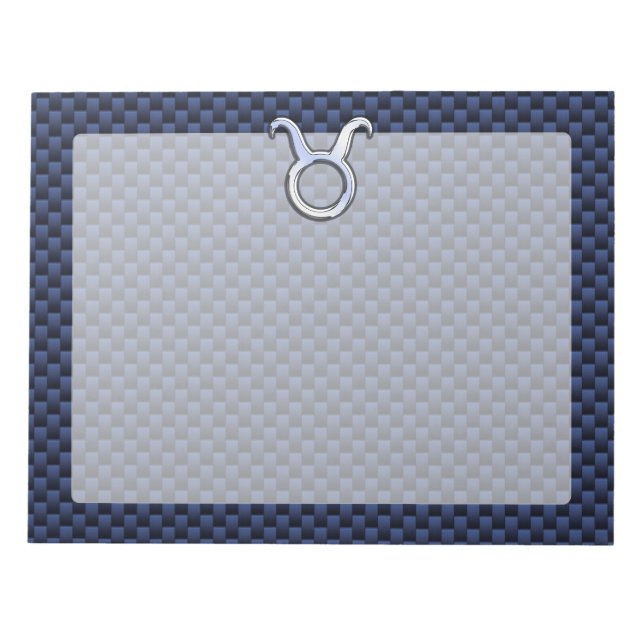 Taurus Zodiac Sign Decor Navy Blue Carbon Fibre Notepad (Front)