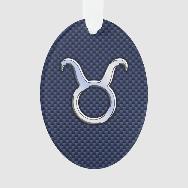 Taurus Zodiac Sign Decor Navy Blue Carbon Fibre Ornament (Front)