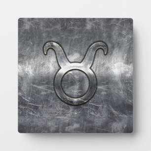 Taurus Zodiac Sign Grunge Distressed Silver Style Plaque
