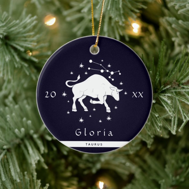 Taurus Zodiac Sign Horoscope Symbol Name Year Ceramic Ornament (Tree)