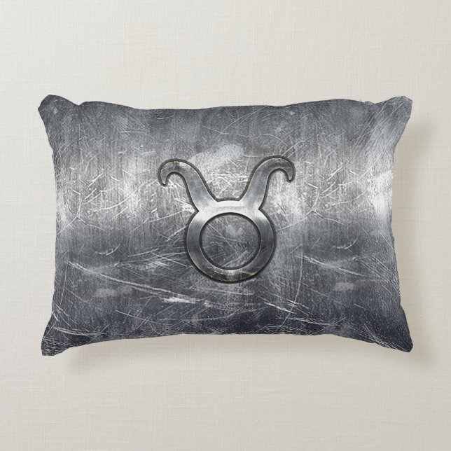 Taurus Zodiac Sign in Grunge Distressed Style Accent Pillow (Front)
