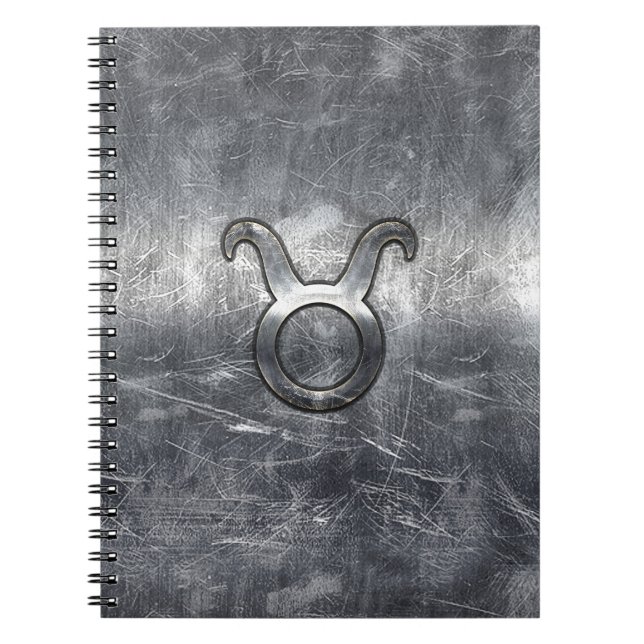 Taurus Zodiac Sign in Grunge Distressed Style Notebook (Front)