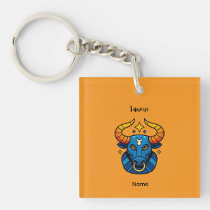 Taurus Zodiac Sign - Minimalist Gold Celestial Bul Keychain
