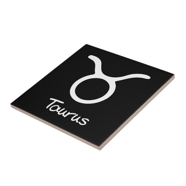 Taurus Zodiac Sign on Black Background Tile (Side)